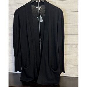 Women's Sonoma Black Open Cardigan XL Cotton Blend Pockets NWOT